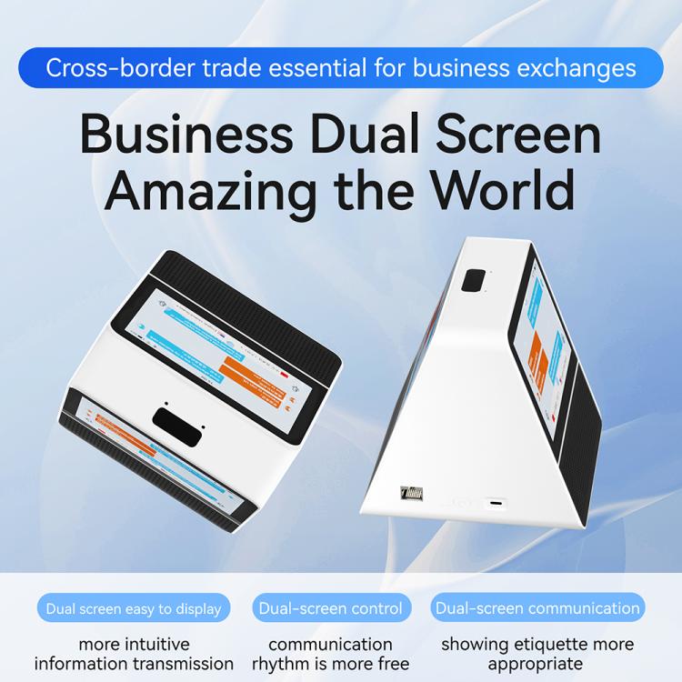 X7 7-inch HD Touch Dual-screen 2.4 / 5.0G Business Intelligent Voice Translator, Black White, with US Plug