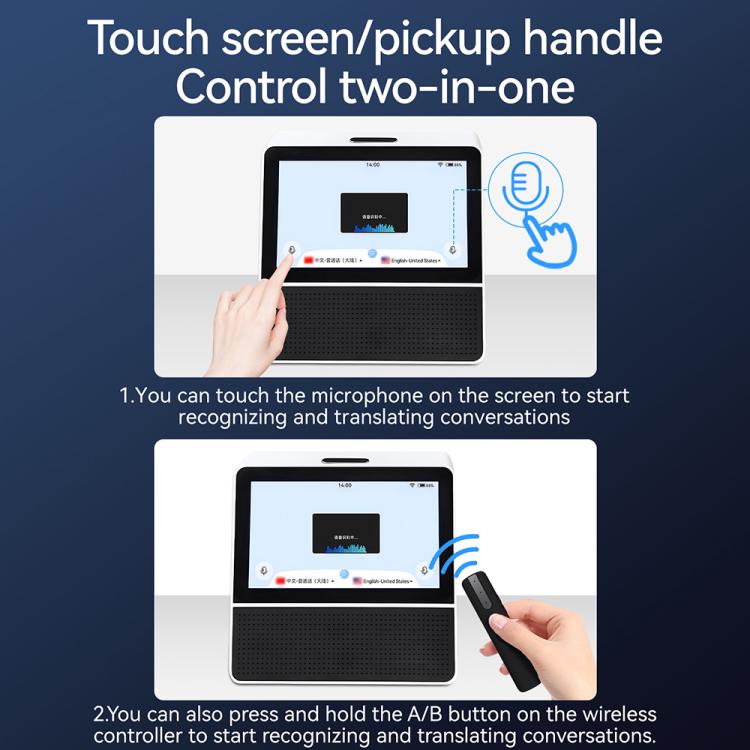 X7 7-inch HD Touch Dual-screen 2.4 / 5.0G Business Intelligent Voice Translator, Black White, with US Plug