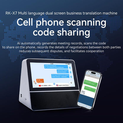 X7 7-inch HD Touch Dual-screen 2.4 / 5.0G Business Intelligent Voice Translator, Black White, with US Plug