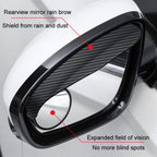 Car Mirror Reversing Shield Rain Brow 2 In 1 Carbon Fiber Reflective Auxiliary Mirror Cover, 2pcs / Set
