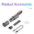 Car Mini Portable Powerful Suction LED Flashing Warning Light Outdoor Lighting Vacuum Cleaner, V8