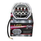 Motorcycle Electric Vehicle General Modification LED Headlight 4 Beads Double Lens Lamps, White Aperture+Red Devil Eye, Red Aperture+Red Devil Eye, Blue Aperture+Red Devil Eye, Ice Blue Aperture+Red Devil Eye, Green Aperture+Red Devil Eye              ...