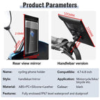 Bicycle Waterproof Phone Bag Mount Stand 360 Degree Rotation Motorcycle Bike Cellphone Holder, Handlebar Model, Rearview Mirror Model