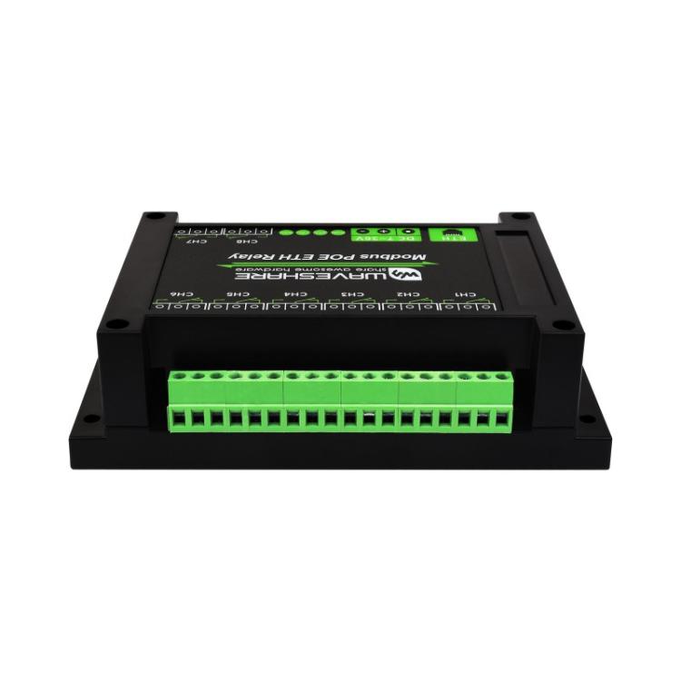 Waveshare 24964 Industrial 8-ch Ethernet Relay Module, PoE Port Communication, 24964