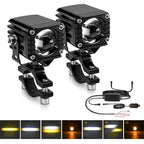 40W Motorcycle Wired Switch Integrated Waterproof Demon Eye Spotlight, Orange Light