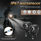 40W Motorcycle Wired Switch Integrated Waterproof Demon Eye Spotlight, Orange Light