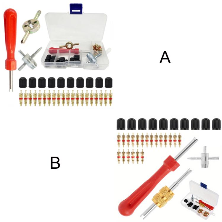 33pcs/Set Car Bicycle Tire Valve Core Installation Tool Repair Kit, A, B