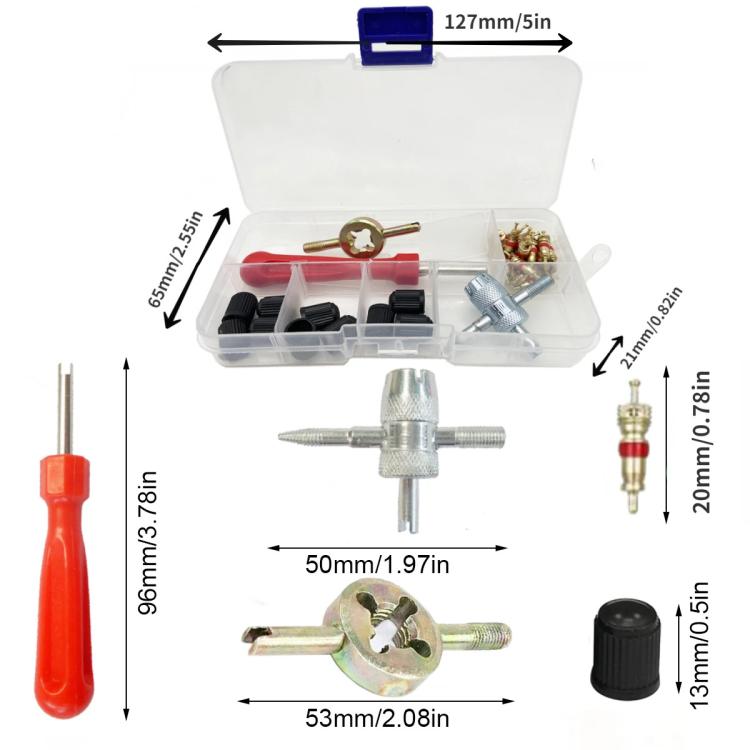33pcs/Set Car Bicycle Tire Valve Core Installation Tool Repair Kit, A, B