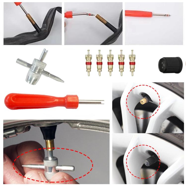 33pcs/Set Car Bicycle Tire Valve Core Installation Tool Repair Kit, A, B