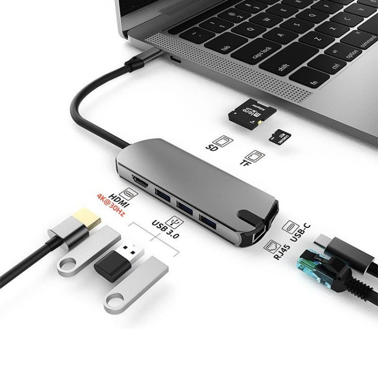 8-In-1 USB-C/Type-C Gigabit Ethernet Port Docking Station Hub, HDMI 4K 30Hz, HDMI 4K 60Hz