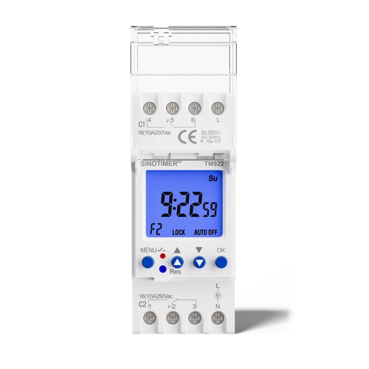 16A 2-Way Dual-Channel Second Control 7-Day Timing Switch Module DIN Mounted Timer, SINOTIMER  TM922-K 85-265V, SINOTIMER  TM922-4 12V