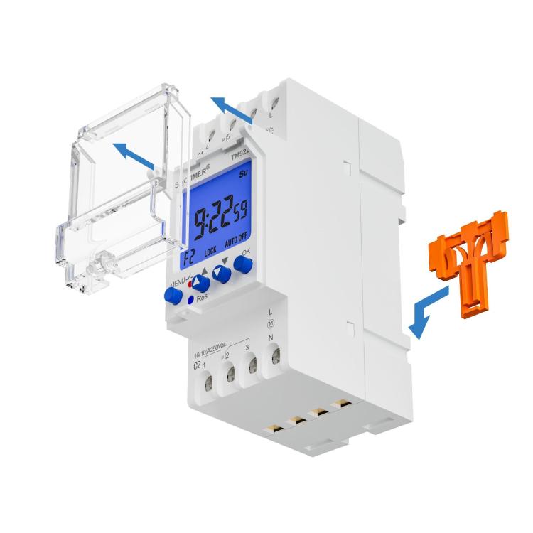 16A 2-Way Dual-Channel Second Control 7-Day Timing Switch Module DIN Mounted Timer, SINOTIMER  TM922-K 85-265V, SINOTIMER  TM922-4 12V