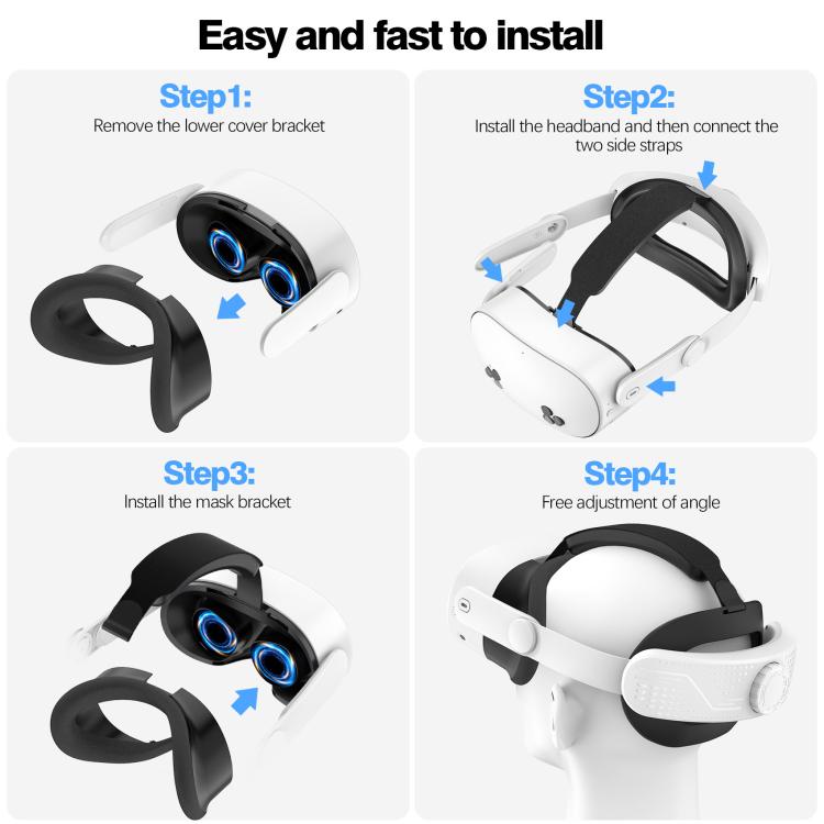 For Meta Quest 3S VR Headset Elite Head Strap Adjustable Comfort Decompression Headband