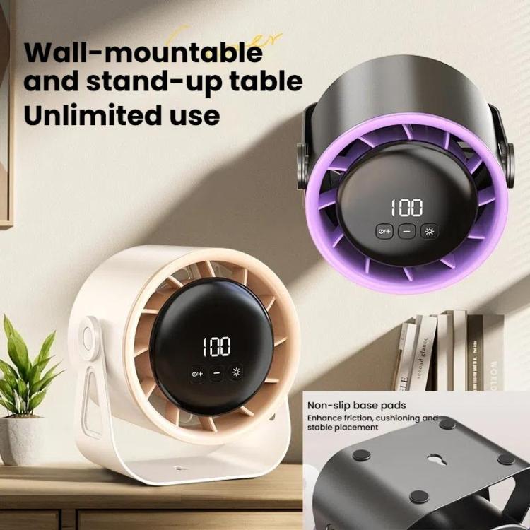 100-Gear High-Speed Circulating Fan Rechargeable Desktop Digital Display Turbo Wall-Mounted Fan, White, Gray, Clip White, Clip Gray