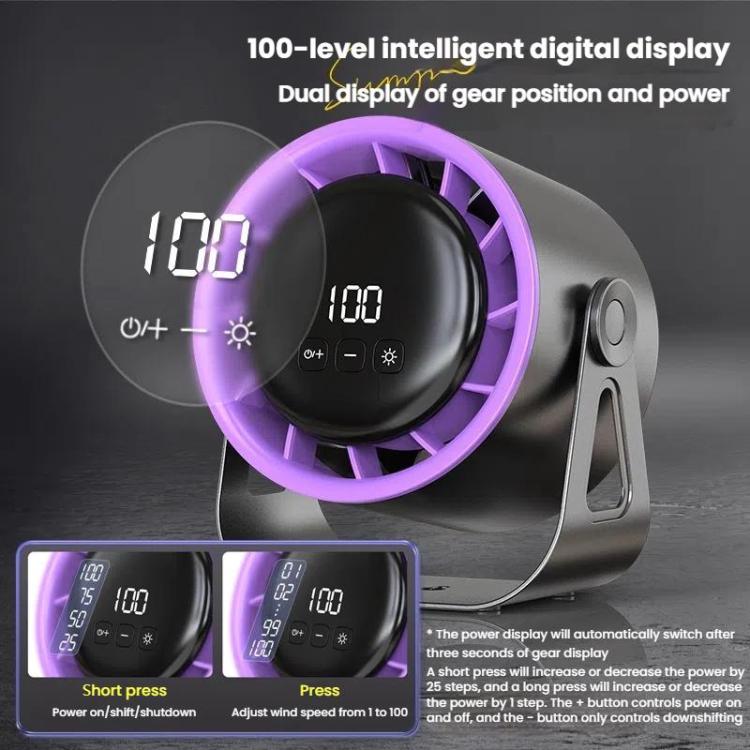 100-Gear High-Speed Circulating Fan Rechargeable Desktop Digital Display Turbo Wall-Mounted Fan, White, Gray, Clip White, Clip Gray