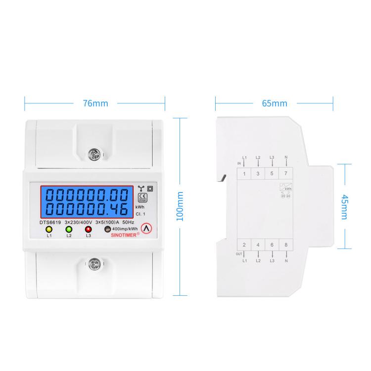 100A 380V AC 3-phase 4 Wire Energy Meter Temporary Power Can Be Reset Din Rail Mounted, SINOTIMER DTS6619-046