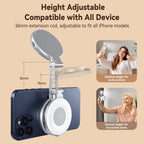 TELESIN S5-BGD-01 Mini Phone Magnetic Beauty Replacement Light Tri-Color Temperature Portable Selfie Mirror Rotating Stretching Pocket Lamp, Silver, Black