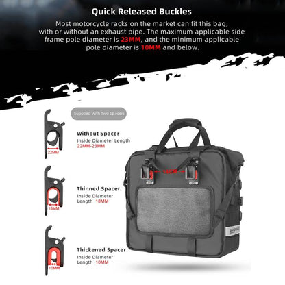 Rhinowalk MTR2050 25L-32L Expandable Large Capacity Quick-release Motorcycle Side Bag