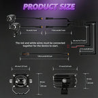 40W Motorcycle Wired Switch Integrated Waterproof Demon Eye Spotlight, Purple Light