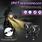 40W Motorcycle Wired Switch Integrated Waterproof Demon Eye Spotlight, Purple Light
