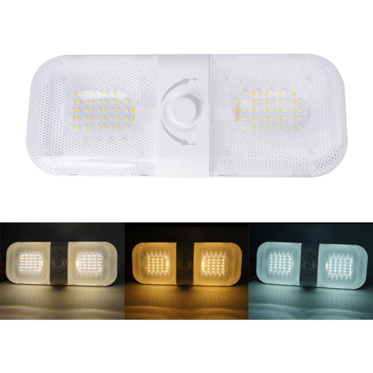 12-24V RV Light 120 LEDs 3-Color Temperature Rotary Button Dimming Roof Light, FC01