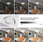 12-24V RV Light 120 LEDs 3-Color Temperature Rotary Button Dimming Roof Light, FC01