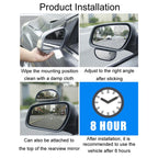 Trainer Car Rearview Mirror Plus Blind Spot Mirror Car Reversing Aid Car Small Round Mirror, Black, Silver