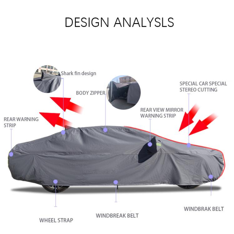 Hatchback Car EVA Plus Velvet Thickened Heat Insulation Sunshade With Shark Fin, S 3.6x1.6x1.5m, M 4x1.65x1.55m, L 4.2x1.7x1.6m, L+ 4.4x1.75x1.65m, XL 4.6x1. 8x1.7m, XXL 5.2x1.85x1.75m