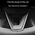 For Tesla Model 3 Car Modification Interior Carbon Fiber Steering Wheel Patch, Matte, Glossy, Red, Froged Pattern