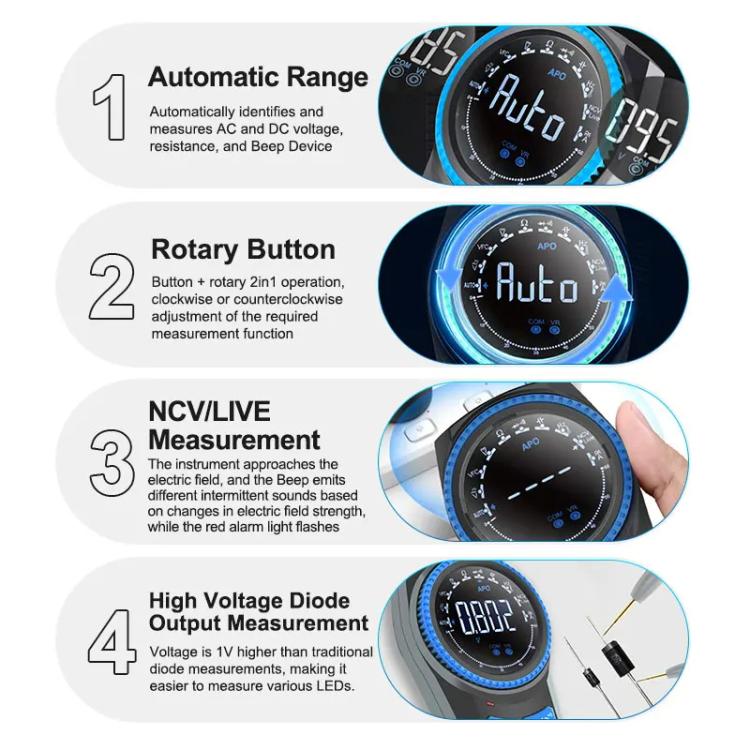 Rotary Auto Ranging Multimeter Voltage Resistance Measurement Buzzer, DT-24R