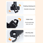 Car Rear Seat Headrest Multifunctional Rotating Telescopic Cell Phone Holder Hooks