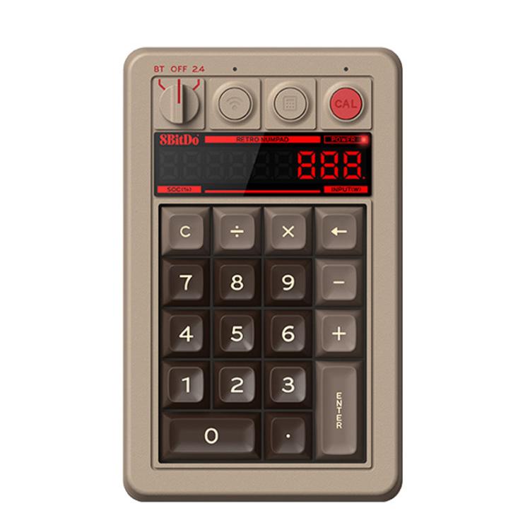 8BitDo Retro18 Tri-mode Connection Computer Mechanical Numeric Keyboard Counter 2 In 1, Light Gray, Brown, Gray, Red