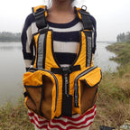 Adult Life Jacket Adjustable Multi Pocket Fishing Vest Water Sport Buoyancy Cloth, Free Size