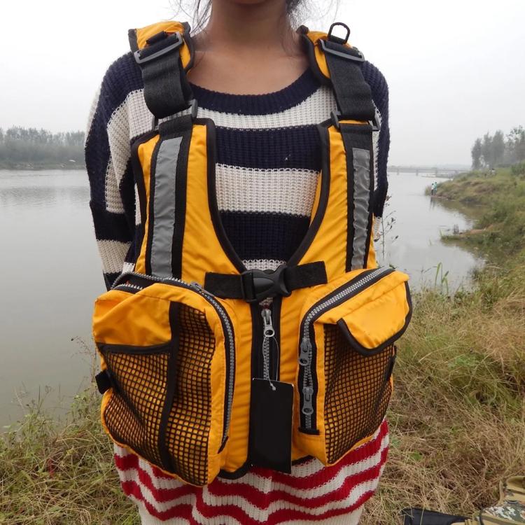 Adult Life Jacket Adjustable Multi Pocket Fishing Vest Water Sport Buoyancy Cloth, Free Size