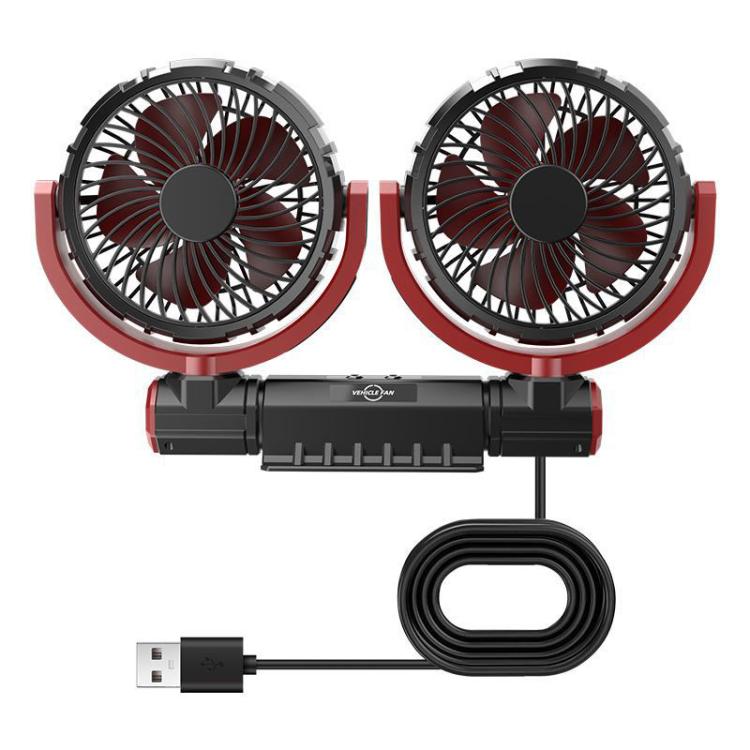 F7201 Car Foldable Rotating USB Dual-Head Fan, Dual-Head