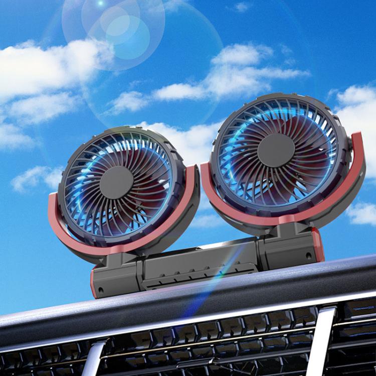 F7201 Car Foldable Rotating USB Dual-Head Fan, Dual-Head