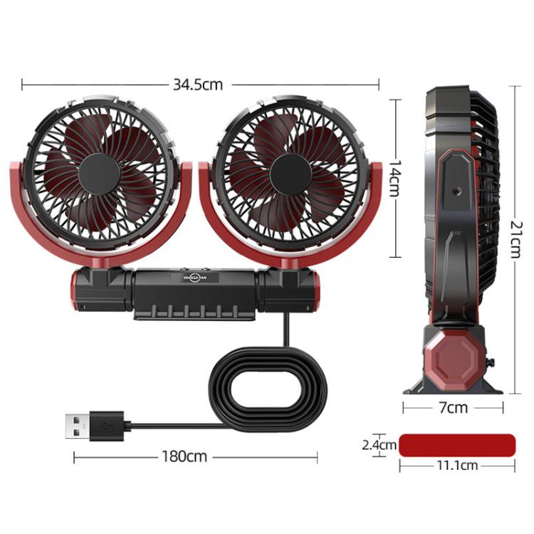 F7201 Car Foldable Rotating USB Dual-Head Fan, Dual-Head