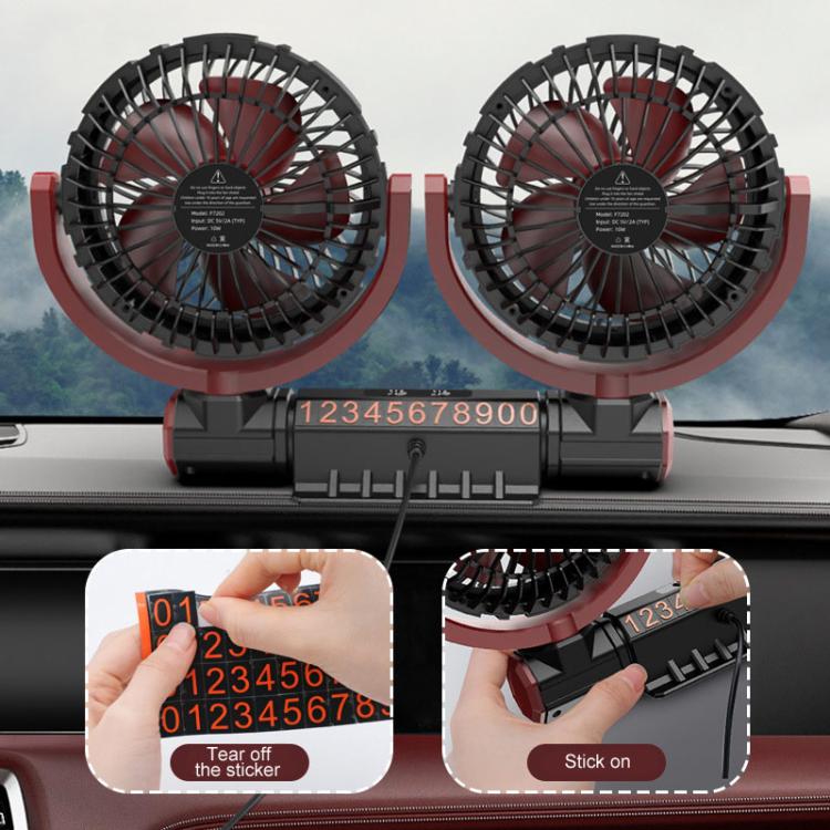 F7201 Car Foldable Rotating USB Dual-Head Fan, Dual-Head