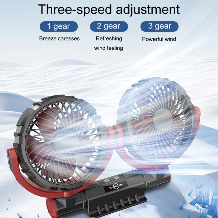 F7201 Car Foldable Rotating USB Dual-Head Fan, Dual-Head
