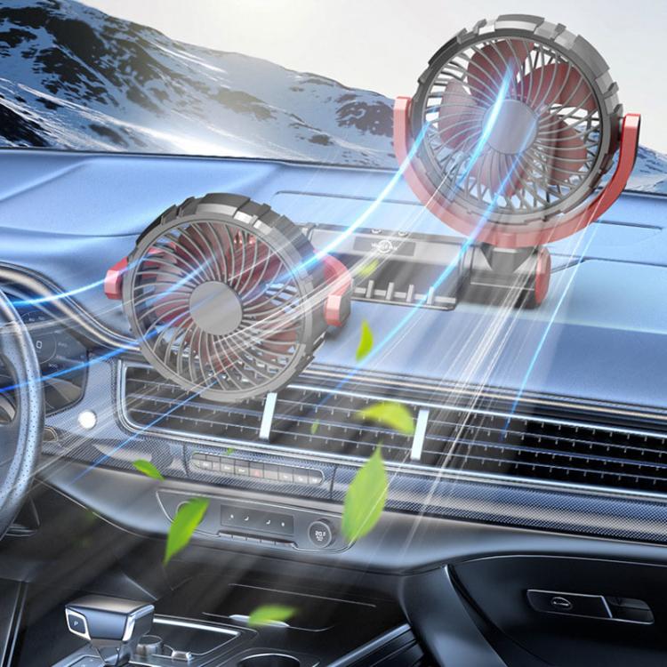 F7201 Car Foldable Rotating USB Dual-Head Fan, Dual-Head