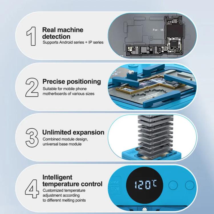 Mobile Phone Motherboard Smart Repair Heating Platform Kit Support IP7G-16PM/Android Universal, SUNSHINE SS-T12B 13 In 1, SUNSHINE SS-T12B 9 In 1