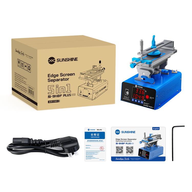 SUNSHINE S-918F Plus 5 In 1 Curved Screen Separator Mobile Phone LCD Screen Repair Separator Heating Platform, S-918F Plus
