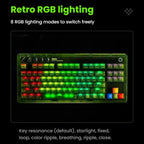 8BitDo Retro87 Mechanical Keyboard Retro RGB Lighting Green Transparent Keyboard With Large Keys, Green Transparent Keyboard