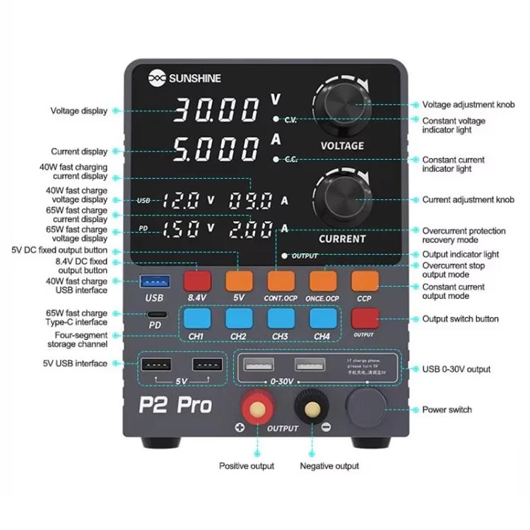 SUNSHINE P2 Pro 330W Intelligent DC Voltage Regulator Power Supply Toroidal Transformer 30V 5A Output Repair Tool, SUNSHINE P2 Pro