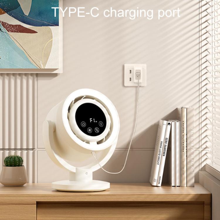 F168 Intelligent Voice Desktop Circulation Fan Touch-Screen Shaking-Head High Rotation Speed Bladeless Night Light Fan