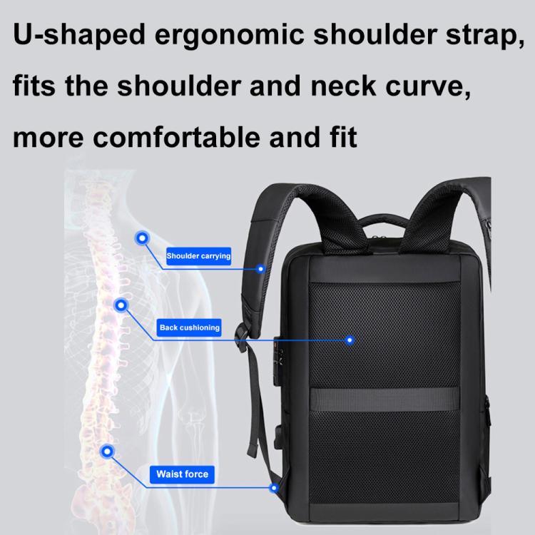 OUMANTU 966 Large-Capacity Waterproof Three-Dimensional Password Lock Laptop Backpack