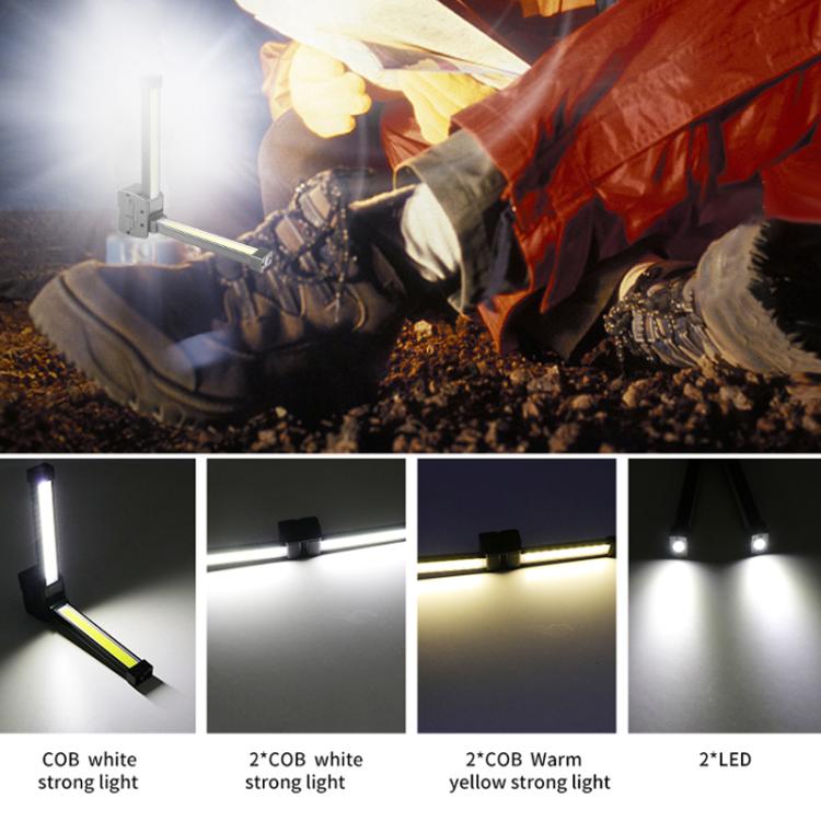 Double-Sided COB 90-Degree Folding Work Light Magnet With Hook Maintenance Light