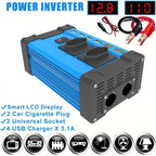 Gurxun 4 USB Ports Digital Display Modified Square Wave Inverter, 300W US Plug 12V To 110V, 500W US Plug 12V To 110V, 300W Brazil Plug 12V To 110V, 500W Brazil Plug 12V To 110V, 300W Brazil Plug 12V To 220V, 500W Brazil Plug 12V To 220V