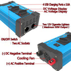 Gurxun 4 USB Ports Digital Display Modified Square Wave Inverter, 300W US Plug 12V To 110V, 500W US Plug 12V To 110V, 300W Brazil Plug 12V To 110V, 500W Brazil Plug 12V To 110V, 300W Brazil Plug 12V To 220V, 500W Brazil Plug 12V To 220V