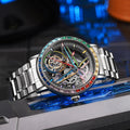 Dulunwe 6057A 30m Waterproof Luminous Fully Automatic Mechanical Watch, Steel Strap Black, Steel Strap White, Leather Strap Black, Leather Strap White, Silicone Strap Black, Silicone Strap White